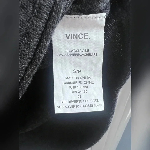 Vince cashmere wool dark grey sweater with slits on the side Size S - Picture 3 of 6